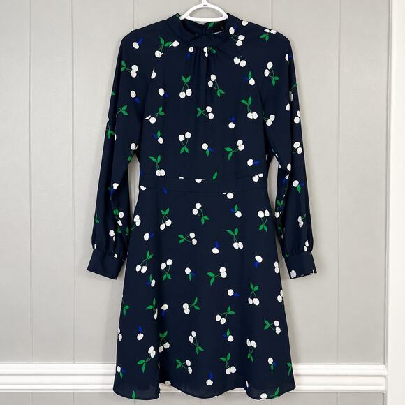 Banana Republic Dresses & Skirts - Banana Republic Size 2 Navy Cherry Print Long Sleeve Mini Dress